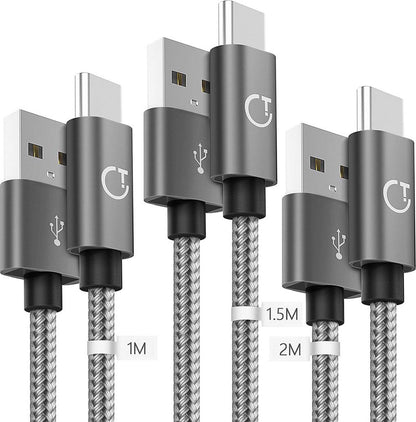 Gritin USB-c kabel 3 stuks - 1 m/1,5 m/2 m snellader oplaadkabel - TYPE USB C - USB