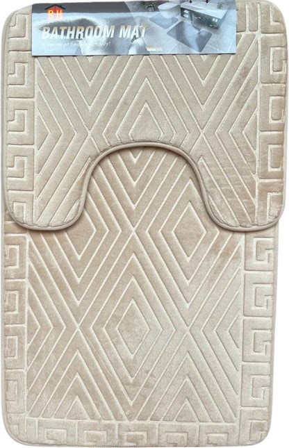 ensemble de tapis de salle de bain avec Tapis de toilette Tapis de WC avec niche beige - antidérapant lavable - tapis de salle de bain