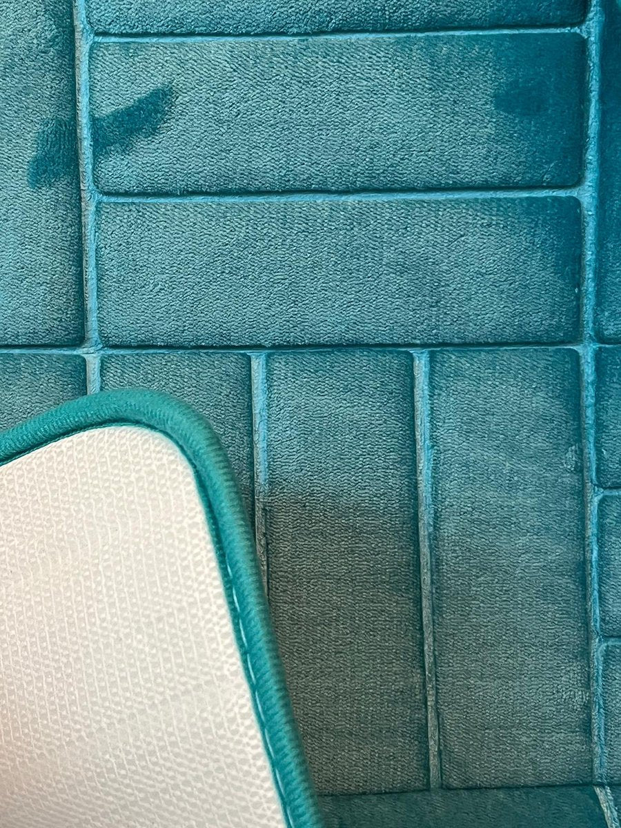 Badkamermat set met uitsparing turquoise