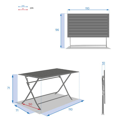 Tuinset – Azua rechthoekige opklapbare tuintafel met 4 stoelen