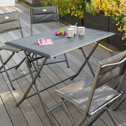 Tuinset – Azua rechthoekige opklapbare tuintafel met 4 stoelen